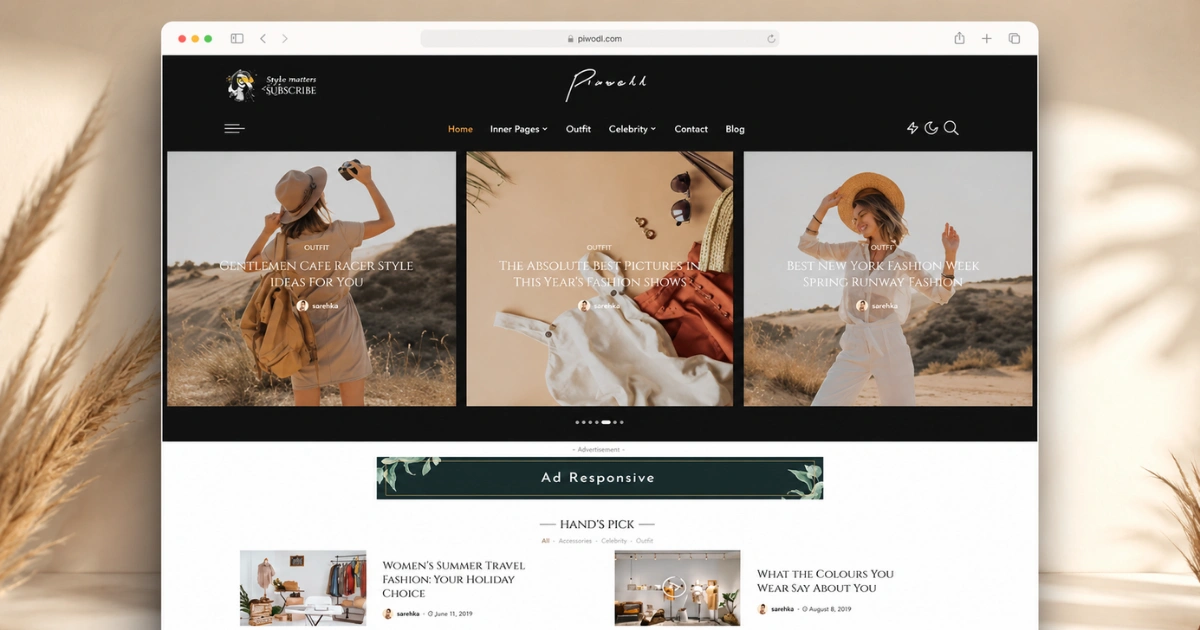 Pixwell fashion blog homepage layout for lifestyle content